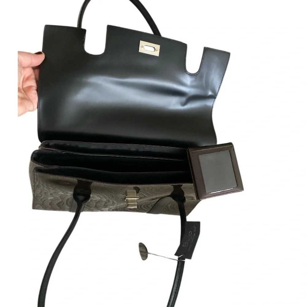 NWT Beijo Patent Tote in Dark Brown burgundy 10”x14”x5”